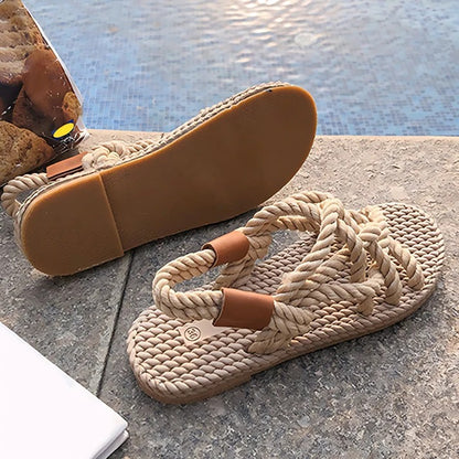 Sandalias Planas Con Correas Trenzadas Para Mujer | Ideales Para Uso Diario En Temporadas Cálidas