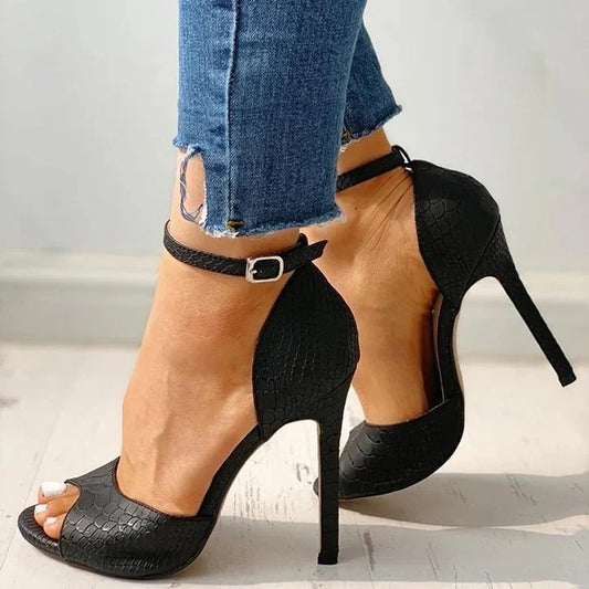 Sandalias Con Correa Al Tobillo Y Tacón Fino Alto Para Mujer | Ideal Para Eventos Y Uso Nocturno