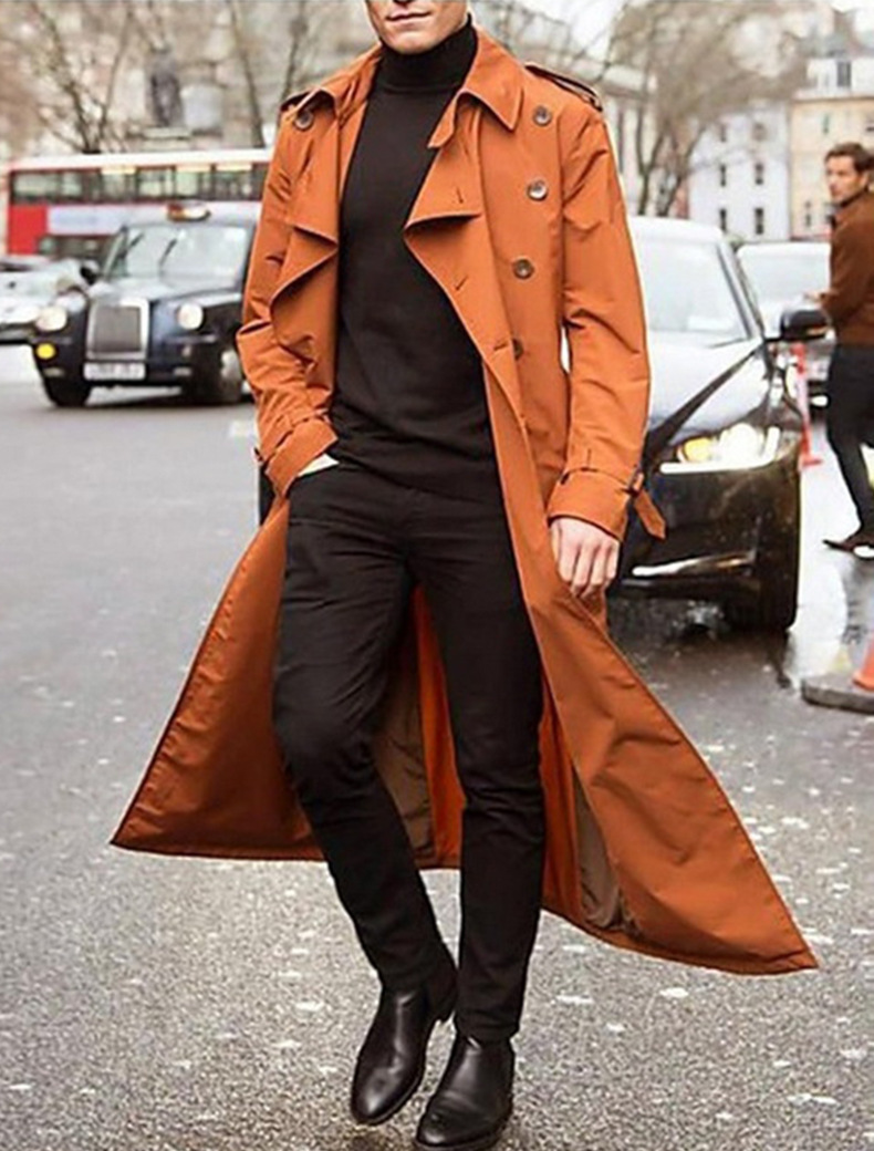 Abrigo Trench Largo Con Cierre Cruzado Para Hombre | Ideal Para Entretiempo Y Uso Diario