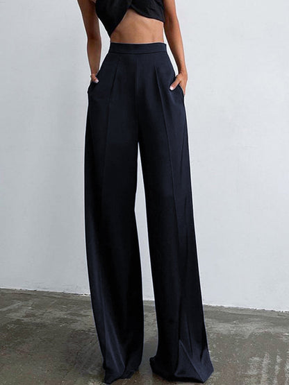 Pantalón Largo con Corte Amplio y Acabado Satinado para Mujer | Ideal para Uso Diario y Salidas