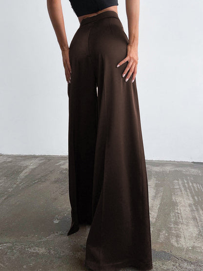 Pantalón Largo con Corte Amplio y Acabado Satinado para Mujer | Ideal para Uso Diario y Salidas