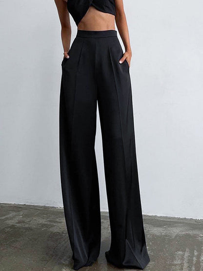 Pantalón Largo con Corte Amplio y Acabado Satinado para Mujer | Ideal para Uso Diario y Salidas