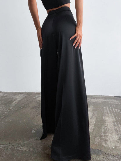 Pantalón Largo con Corte Amplio y Acabado Satinado para Mujer | Ideal para Uso Diario y Salidas
