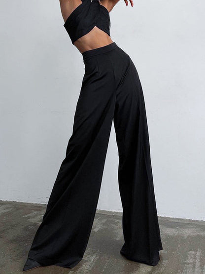 Pantalón Largo con Corte Amplio y Acabado Satinado para Mujer | Ideal para Uso Diario y Salidas