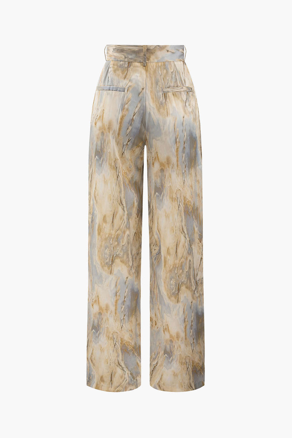 Pantalón Largo con Tiro Alto y Motivo Marmoleado para Mujer | Ideal para Uso Diario y Ocasiones Informales