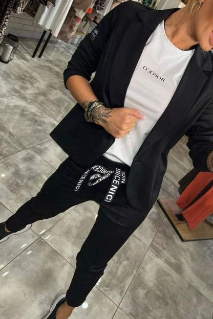 Conjunto De Blazer Ligero Y Pantalón De Cintura Elástica Para Adultos | Ideal Para Usos Profesionales Y Versátiles