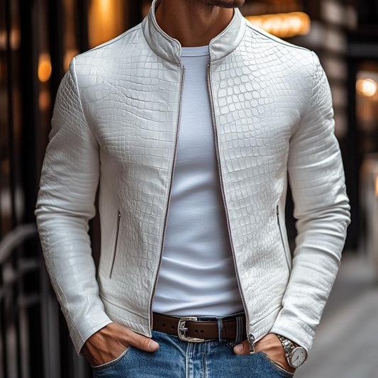 Chaqueta Con Cremallera Y Diseño Texturizado Para Hombre | Ideal Para Uso Diario
