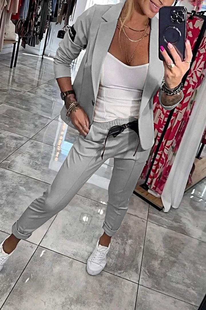 Conjunto De Blazer Ligero Y Pantalón De Cintura Elástica Para Adultos | Ideal Para Usos Profesionales Y Versátiles