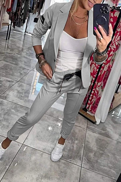 Conjunto De Blazer Ligero Y Pantalón De Cintura Elástica Para Adultos | Ideal Para Usos Profesionales Y Versátiles