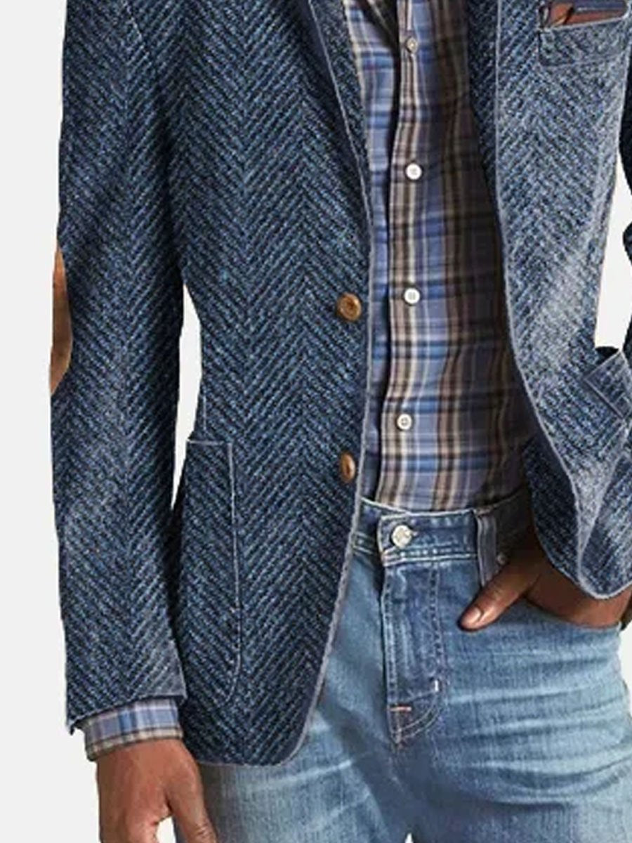 Blazer con Motivo Chevron para Hombre | Ideal para Uso Profesional
