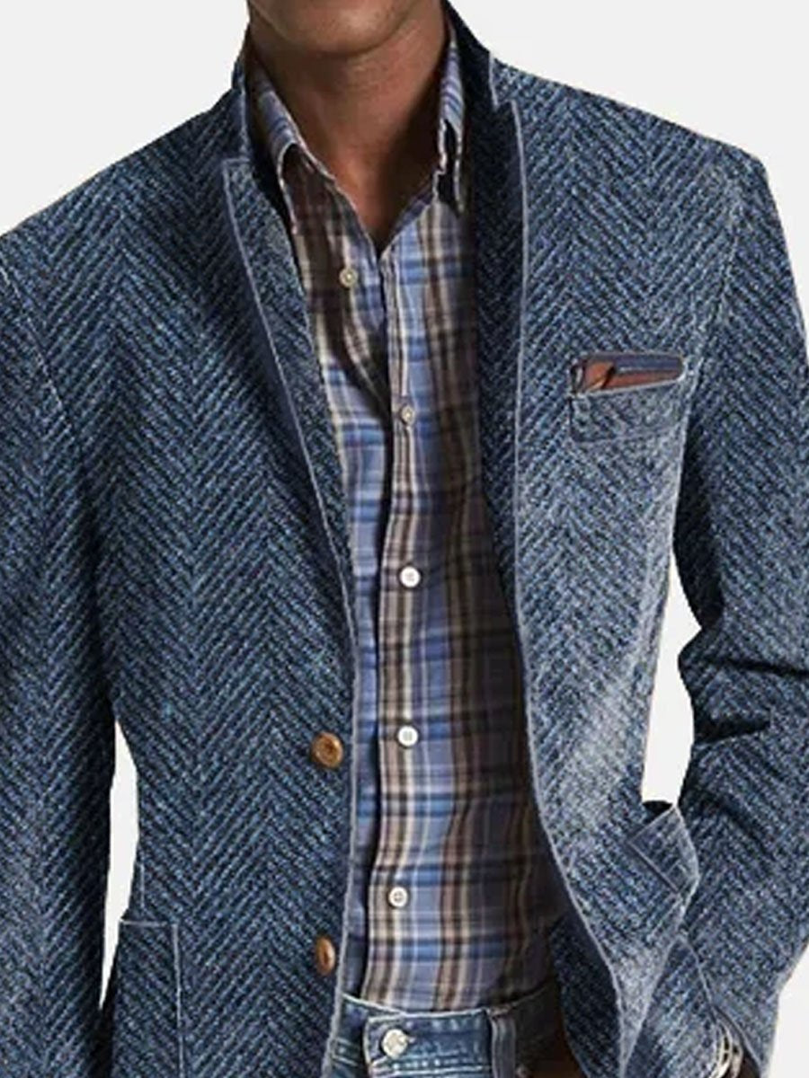 Blazer con Motivo Chevron para Hombre | Ideal para Uso Profesional