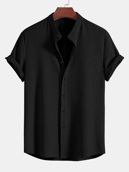 Camisa de Cuello Alto de Corte Recto para Hombres | Ideal para Uso Diario y Profesional