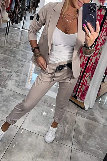 Conjunto De Blazer Ligero Y Pantalón De Cintura Elástica Para Adultos | Ideal Para Usos Profesionales Y Versátiles