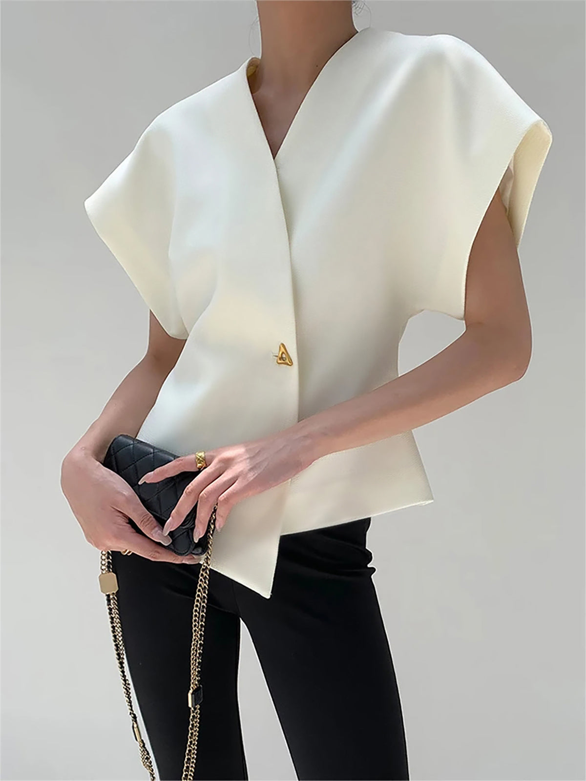 Blusa Sin Mangas Con Escote En V Cruzado Para Mujer | Ideal Para Uso Diario