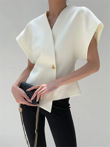 Blusa Sin Mangas Con Escote En V Cruzado Para Mujer | Ideal Para Uso Diario