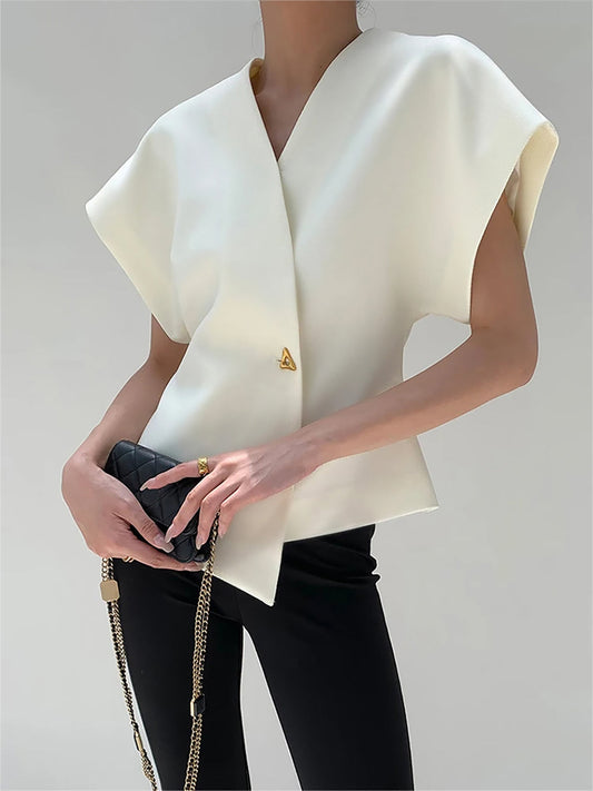 Blusa Sin Mangas Con Escote En V Cruzado Para Mujer | Ideal Para Uso Diario
