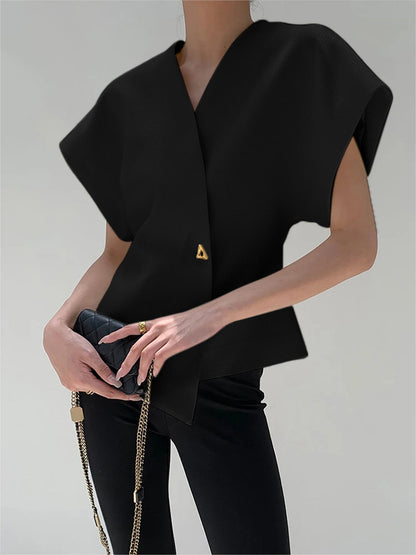 Blusa Sin Mangas Con Escote En V Cruzado Para Mujer | Ideal Para Uso Diario