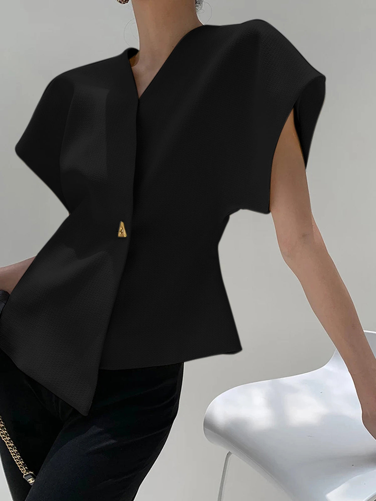 Blusa Sin Mangas Con Escote En V Cruzado Para Mujer | Ideal Para Uso Diario