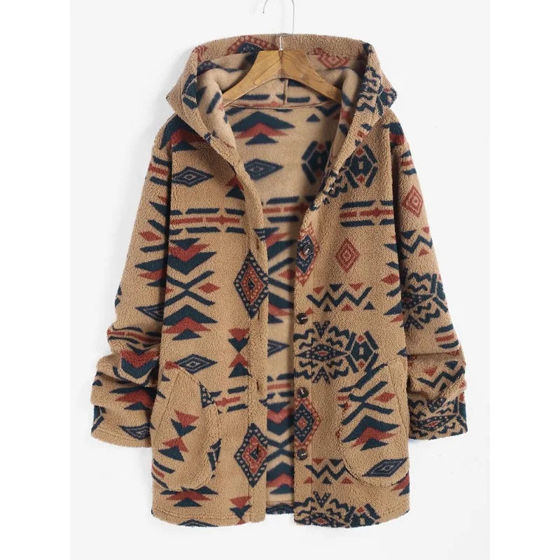 Cardigan Largo con Motivo Geométrico para Mujer | Ideal para Uso Diario en Invierno