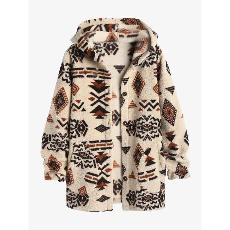 Cardigan Largo con Motivo Geométrico para Mujer | Ideal para Uso Diario en Invierno