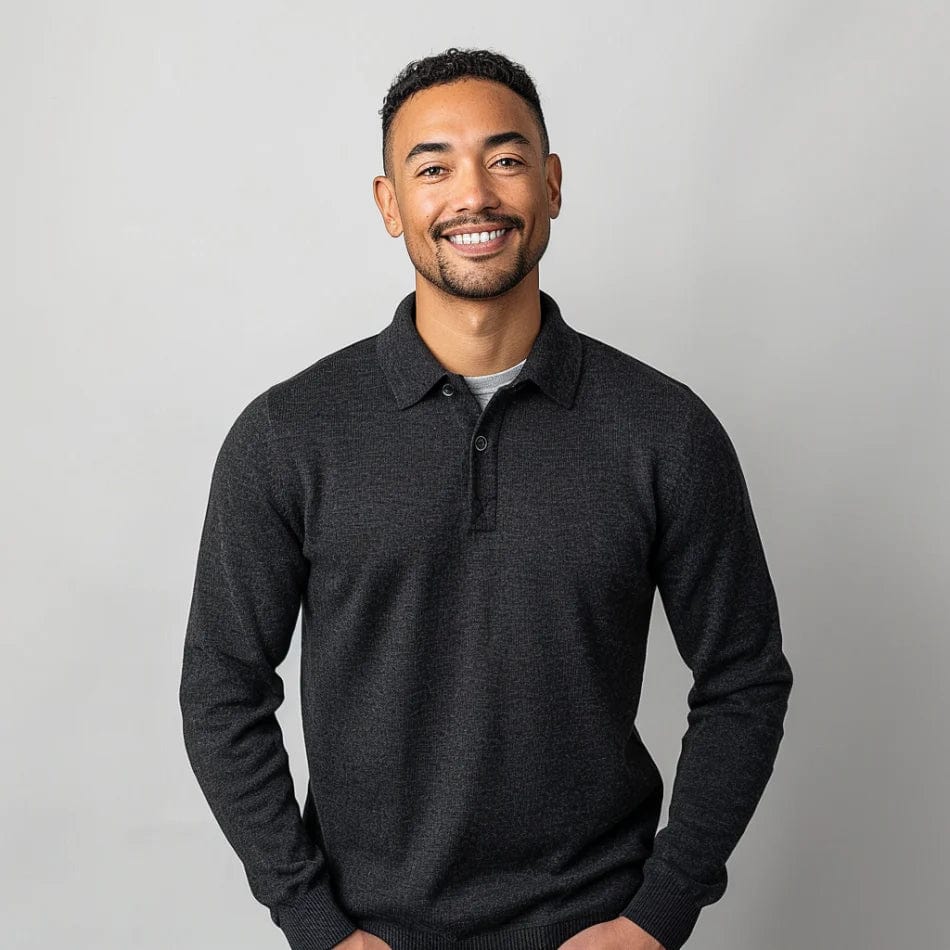Jersey De Manga Larga Con Cuello Polo Para Hombre | Ideal Para Uso Diario Y Ocasional