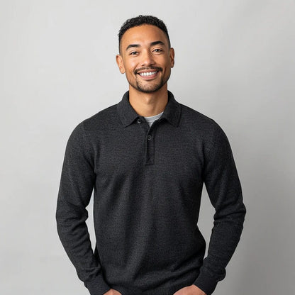 Jersey De Manga Larga Con Cuello Polo Para Hombre | Ideal Para Uso Diario Y Ocasional