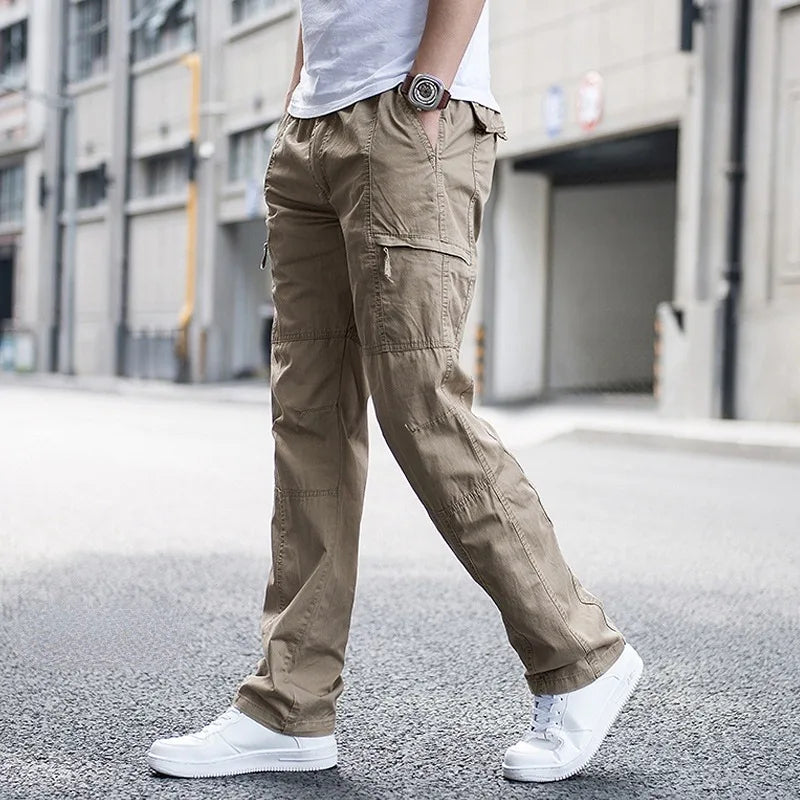 Pantalón De Corte Recto Con Bolsillos Múltiples Para Hombre | Ideal Para Uso Diario