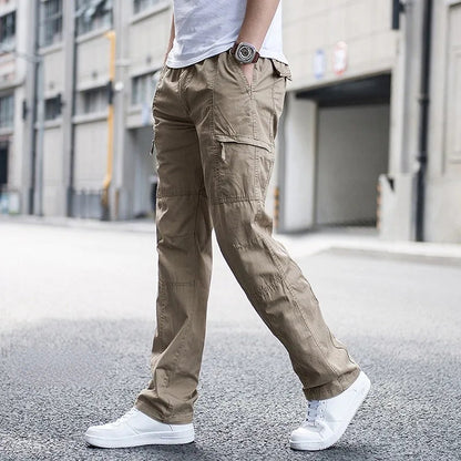 Pantalón De Corte Recto Con Bolsillos Múltiples Para Hombre | Ideal Para Uso Diario