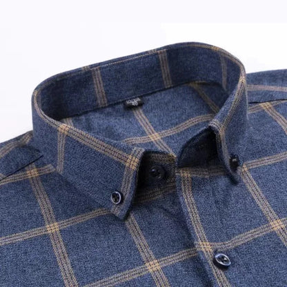 Camisa de Manga Larga con Motivo de Cuadros y Corte Regular para Hombre | Ideal para Uso Diario e Informal