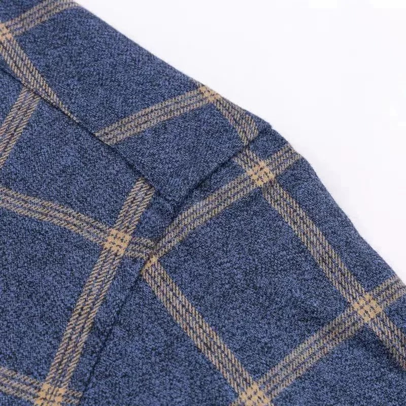Camisa de Manga Larga con Motivo de Cuadros y Corte Regular para Hombre | Ideal para Uso Diario e Informal