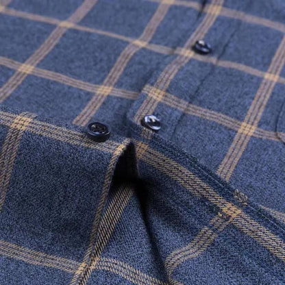 Camisa de Manga Larga con Motivo de Cuadros y Corte Regular para Hombre | Ideal para Uso Diario e Informal
