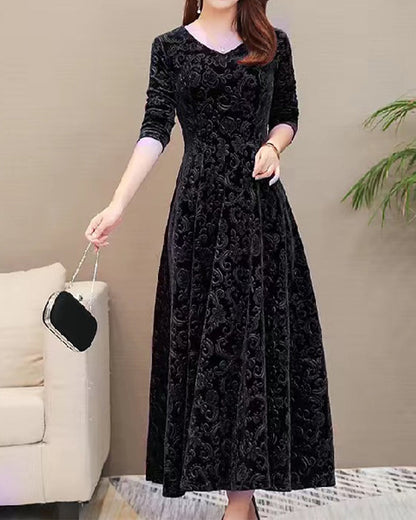 Vestido con Mangas 3/4 y Motivo Integral para Mujer | Ideal para Trabajo y Eventos