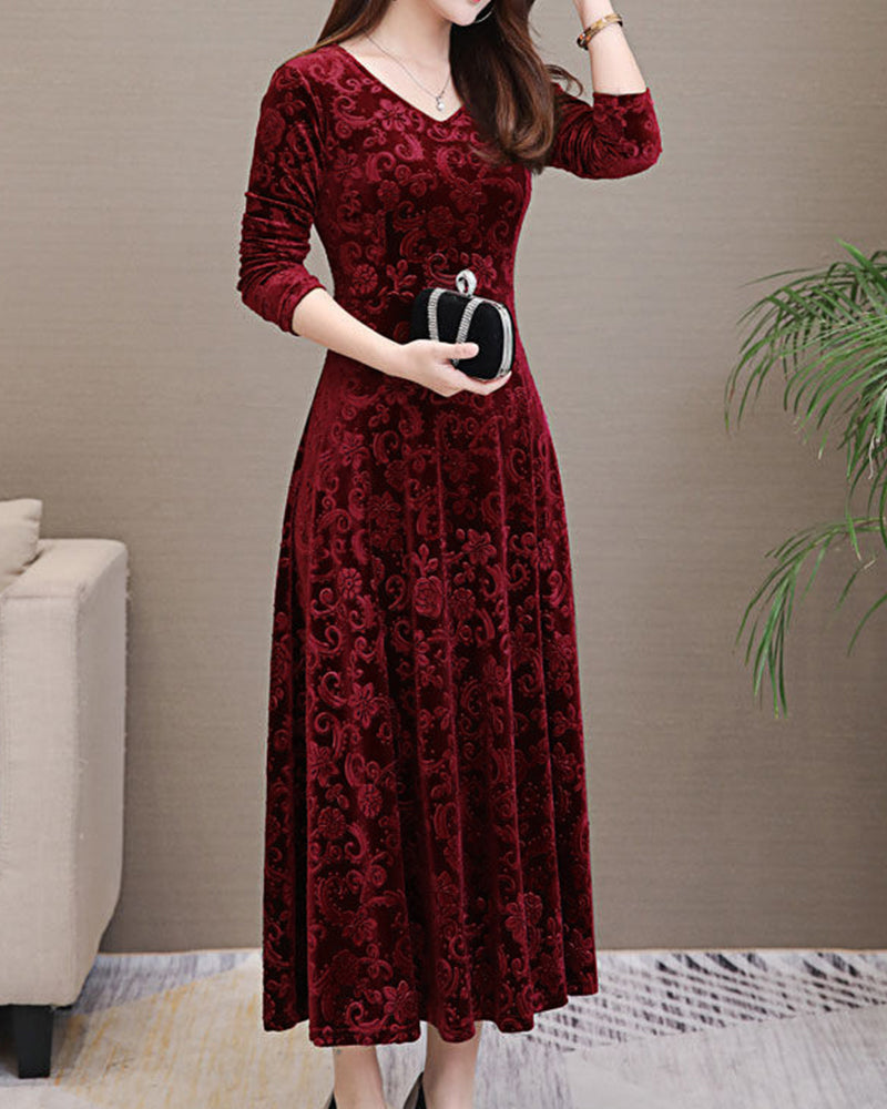 Vestido con Mangas 3/4 y Motivo Integral para Mujer | Ideal para Trabajo y Eventos