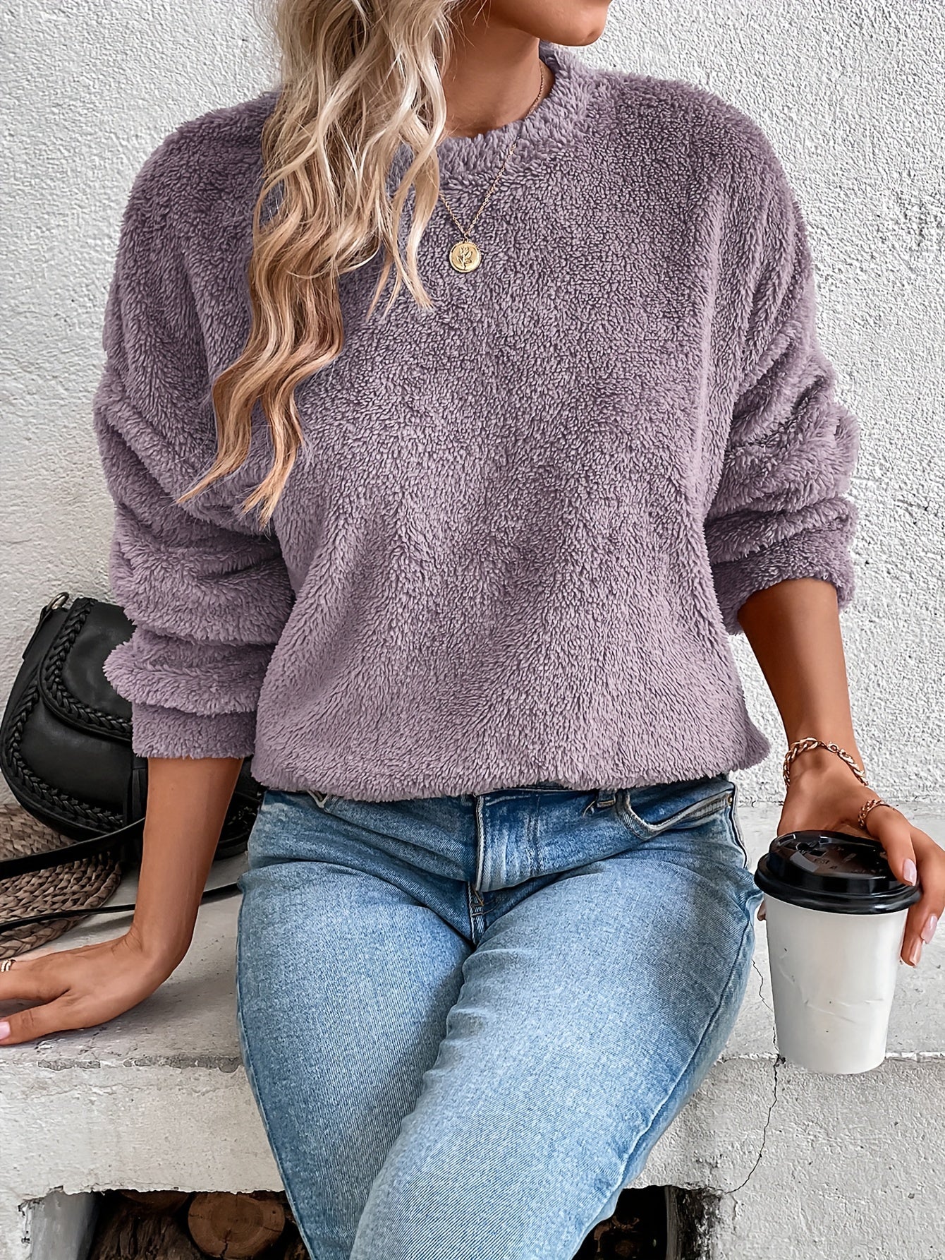 Sudadera Con Cuello Redondo Y Manga Larga Para Mujer | Ideal Para Uso Diario