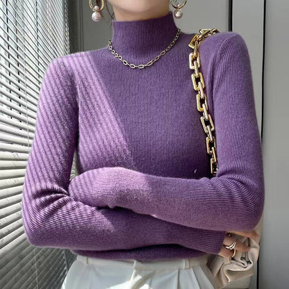 Pullover De Punto Con Cuello Semialto Para Mujer | Ideal Para Uso Diario