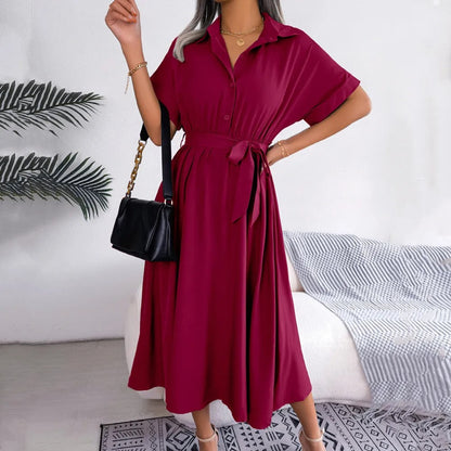Vestido Camisero Midi con Cinturón Ajustable para Mujer | Ideal para Uso Diario y Oficina
