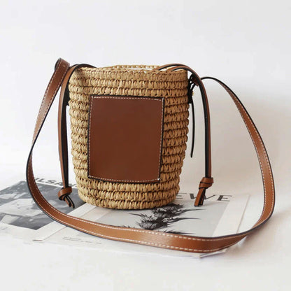 Bolso Redondo Tejido con Formato Compacto para Mujer | Ideal para Verano