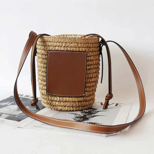 Bolso Redondo Tejido con Formato Compacto para Mujer | Ideal para Verano