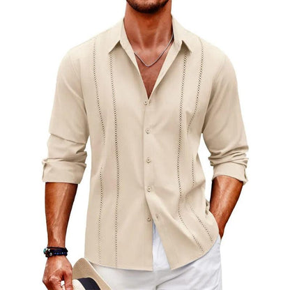 Camisa De Manga Larga Con Cierre Abotonado Para Hombres | Ideal Para Uso Diario Y Ocasiones Formales