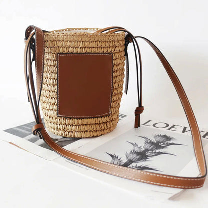 Bolso Redondo Tejido con Formato Compacto para Mujer | Ideal para Verano