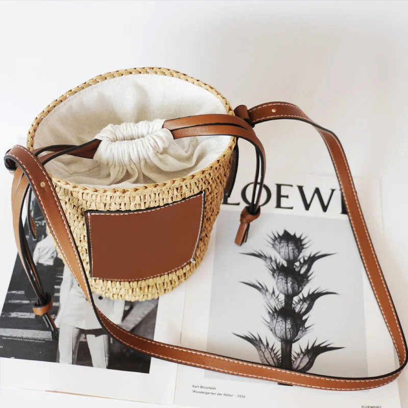 Bolso Redondo Tejido con Formato Compacto para Mujer | Ideal para Verano