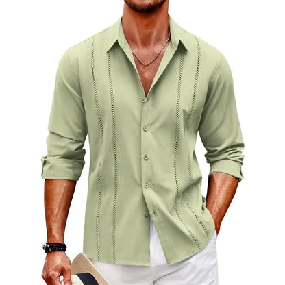 Camisa De Manga Larga Con Cierre Abotonado Para Hombres | Ideal Para Uso Diario Y Ocasiones Formales