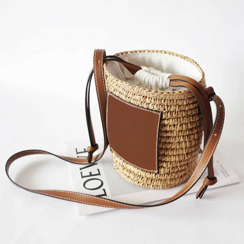 Bolso Redondo Tejido con Formato Compacto para Mujer | Ideal para Verano