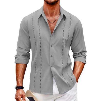 Camisa De Manga Larga Con Cierre Abotonado Para Hombres | Ideal Para Uso Diario Y Ocasiones Formales