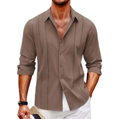 Camisa De Manga Larga Con Cierre Abotonado Para Hombres | Ideal Para Uso Diario Y Ocasiones Formales