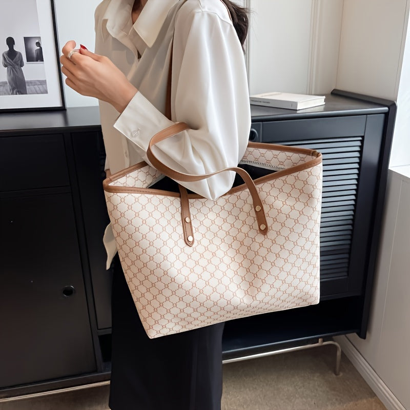Bolso Tote Geométrico con Compartimento Principal Amplio para Mujer | Ideal para Uso Diario