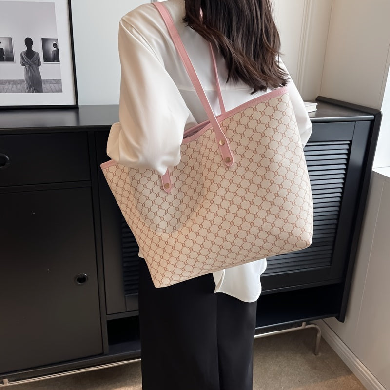 Bolso Tote Geométrico con Compartimento Principal Amplio para Mujer | Ideal para Uso Diario