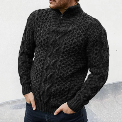 Jersey de Punto para Hombre con Cuello Alto y Medio Cierre | Ideal para Uso Diario