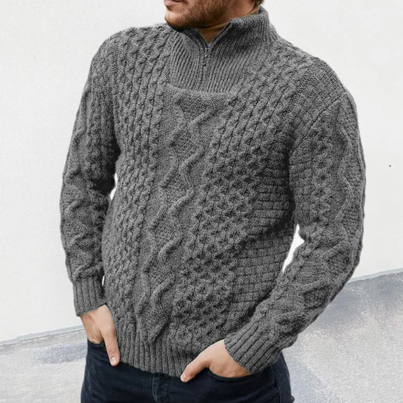 Jersey de Punto para Hombre con Cuello Alto y Medio Cierre | Ideal para Uso Diario