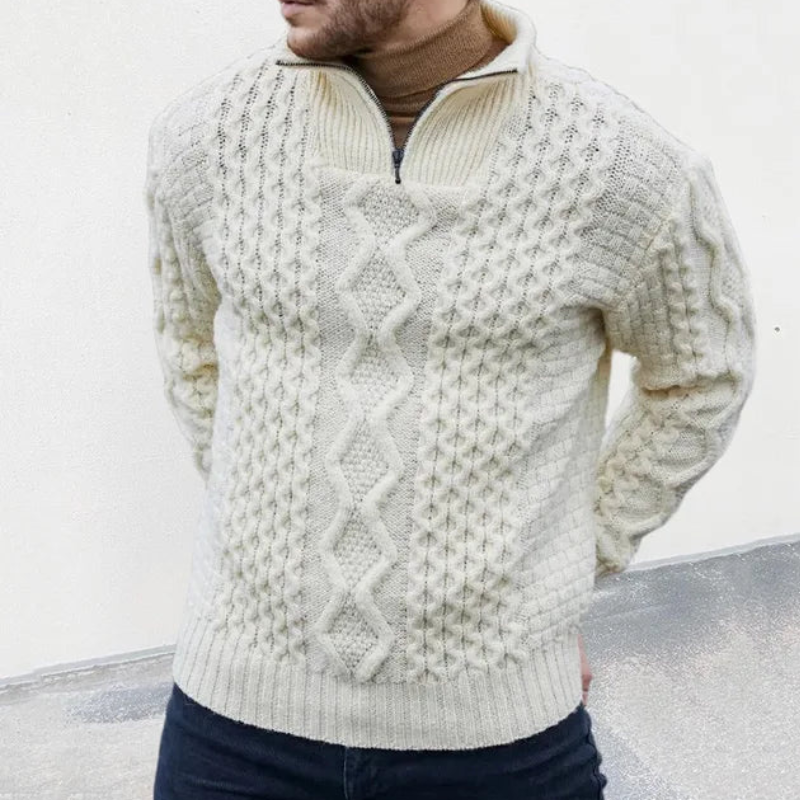Jersey de Punto para Hombre con Cuello Alto y Medio Cierre | Ideal para Uso Diario